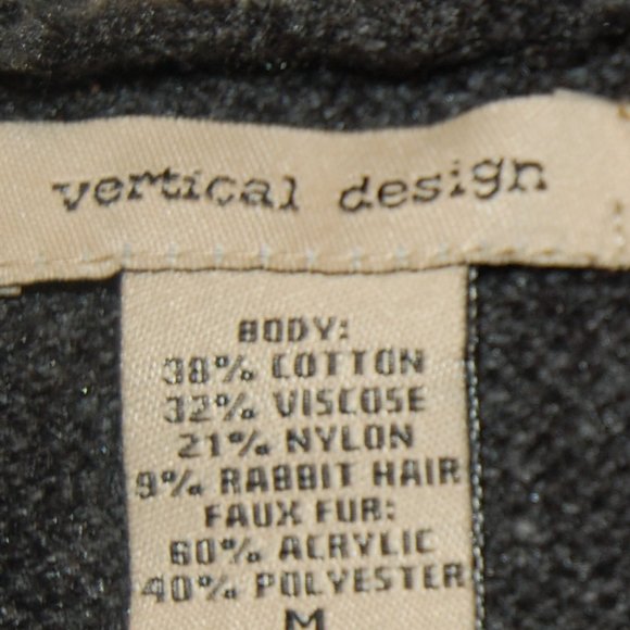 Vertical Design Women's Medium Grey Sweater W/ Faux Fur Collar & Trim - Picture 8 of 10